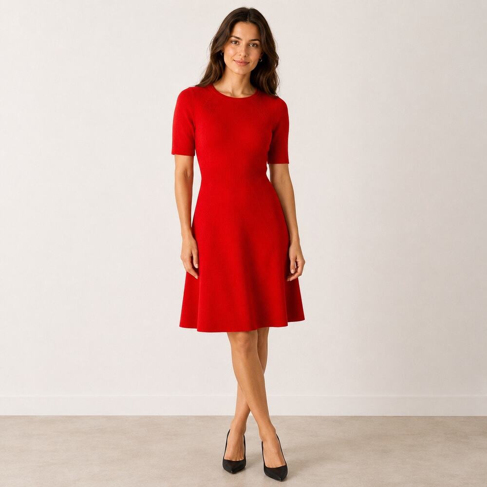 Banana Republic Red knit Dress knee length short sleeve Women’s XS